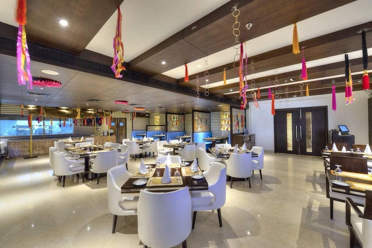 Warm, contemporary lounge seating at Cafe Delite