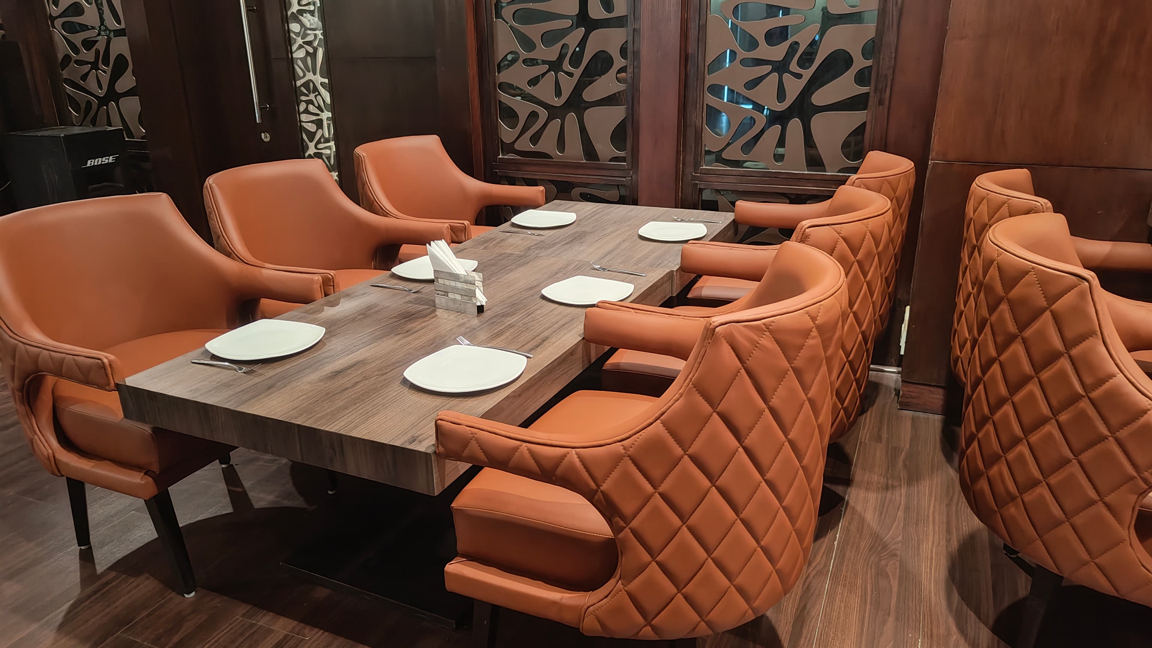 Private booth seating at Real Spice restaurant