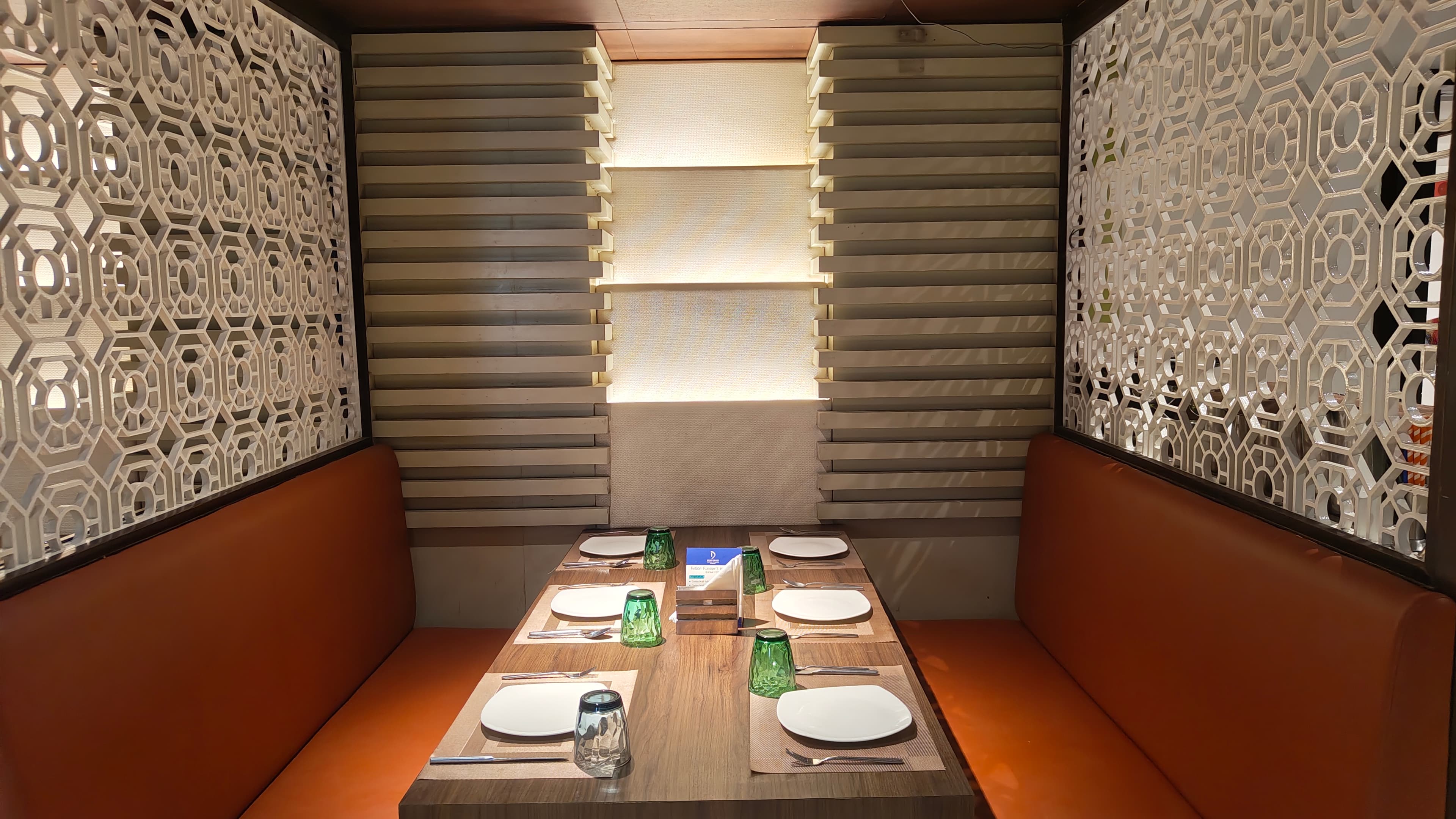 Table set for dining at Real Spice restaurant
